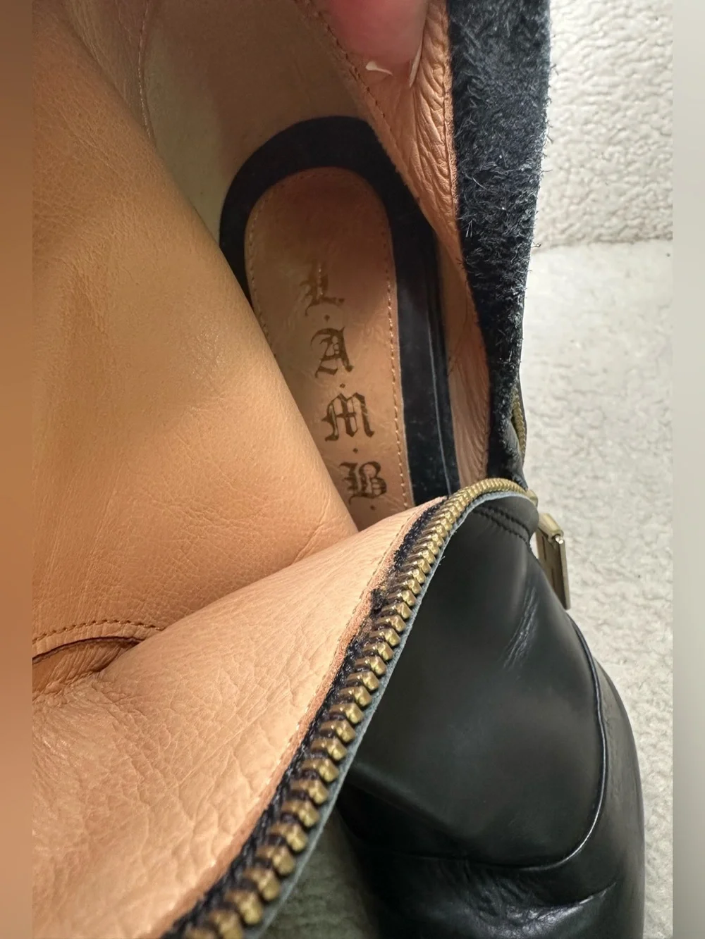 L.A.M.B. Black Leather Over-the-Knee Stiletto Boots Sexy Party Rich Luxury 8.5